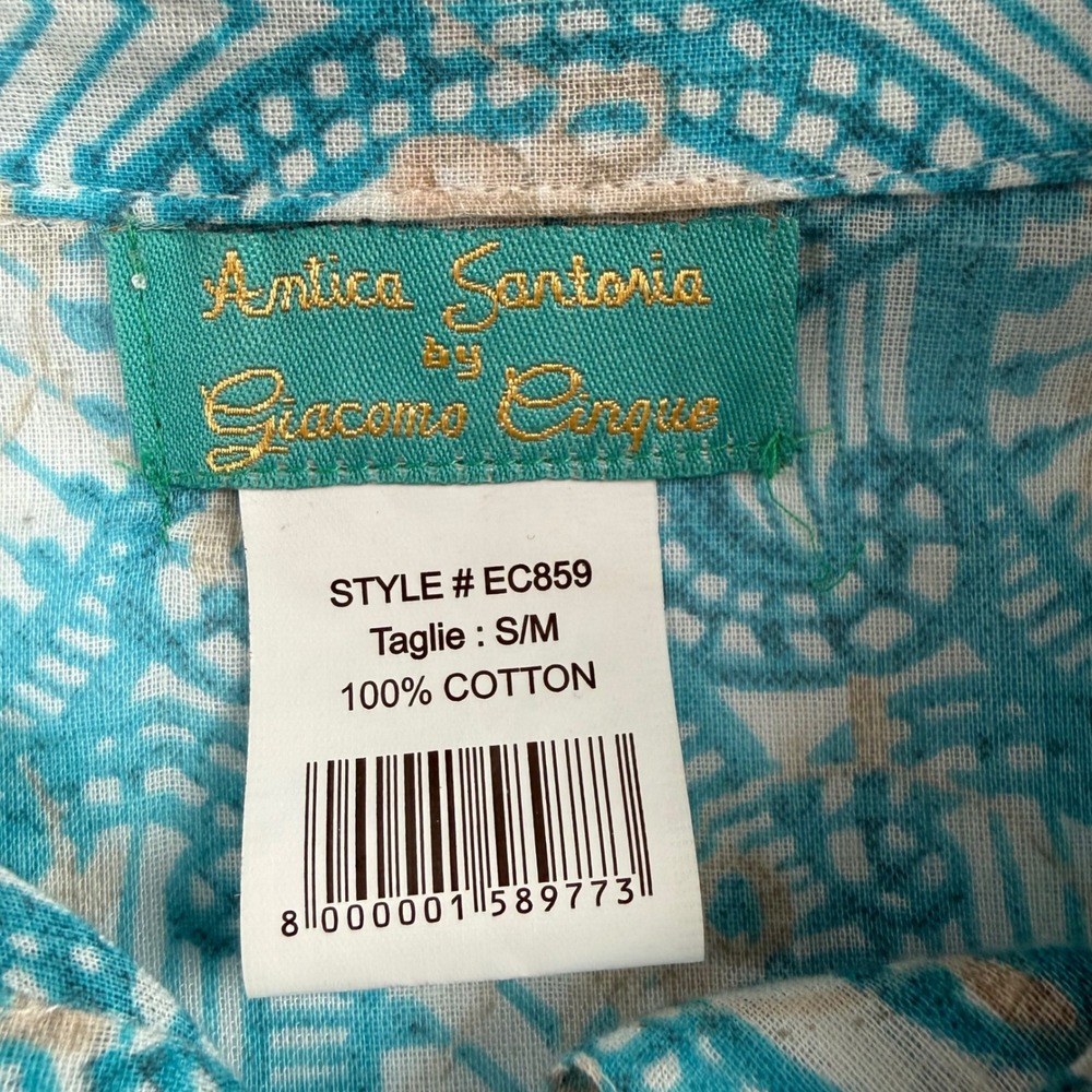 Antica Sartoria Giacomo Cinque Cotton Tile Maxi Dress Mediterranean Resort Boho - Picture 5 of 7